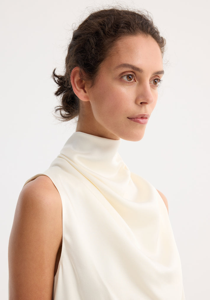 Draped satin top | cream
