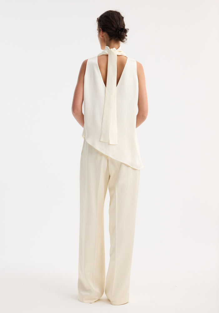Draped satin top | cream
