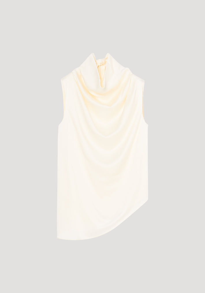 Draped satin top | cream