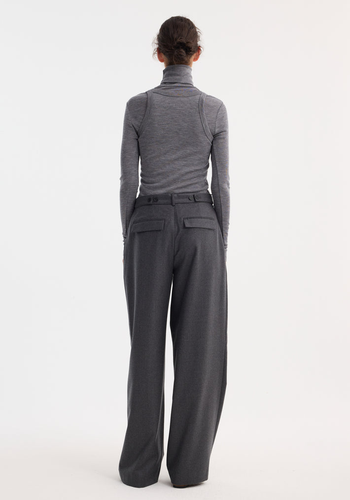 Double-layer wool top | mid grey melange