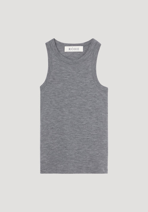 Racerback merino jersey top | mid grey melange