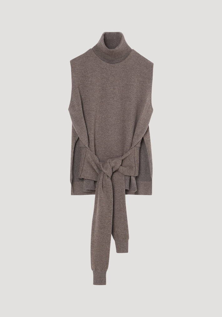 Double-layered knit top | mud melange