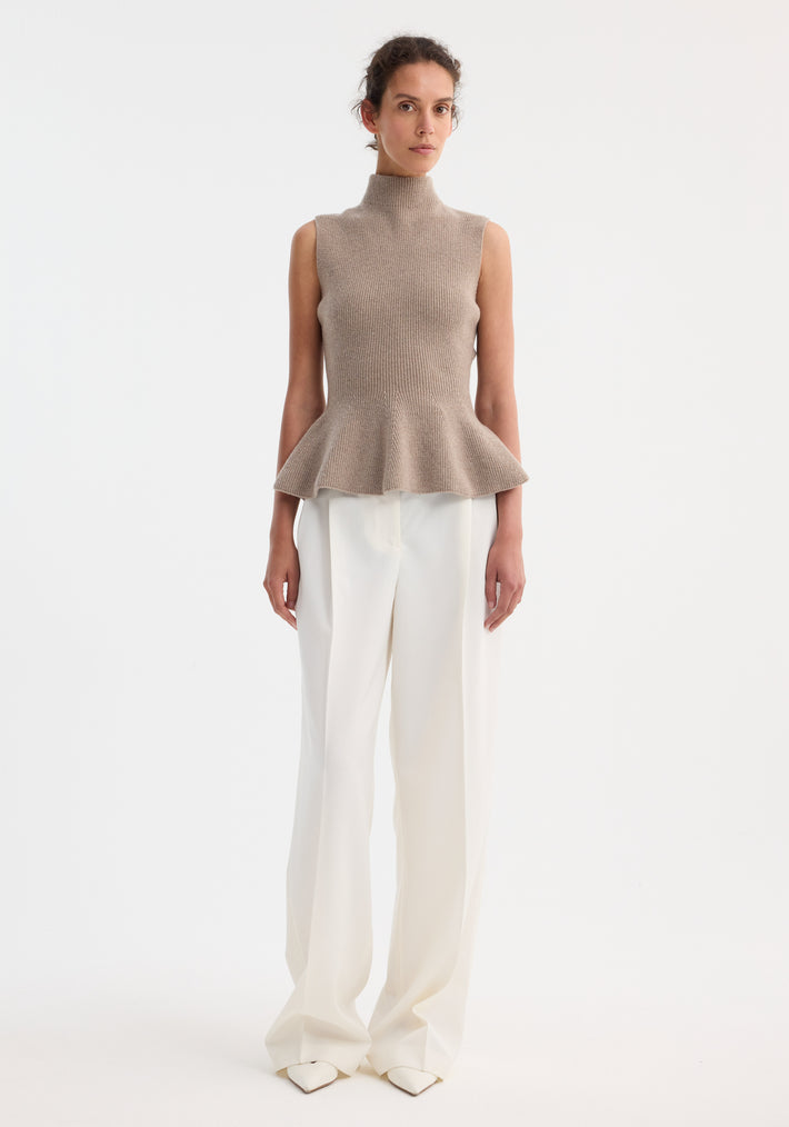 Sculptural sleeveless knitted top | taupe melange