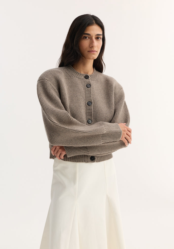 Statement shoulder cardigan | clay melange