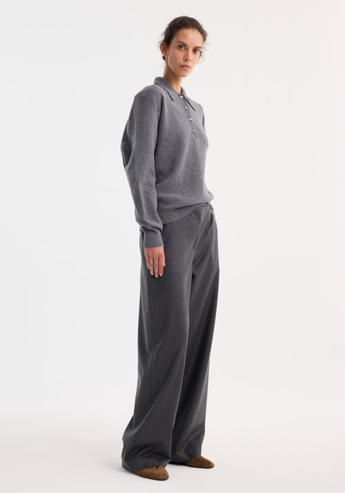 Compact knitted polo | mid grey melange