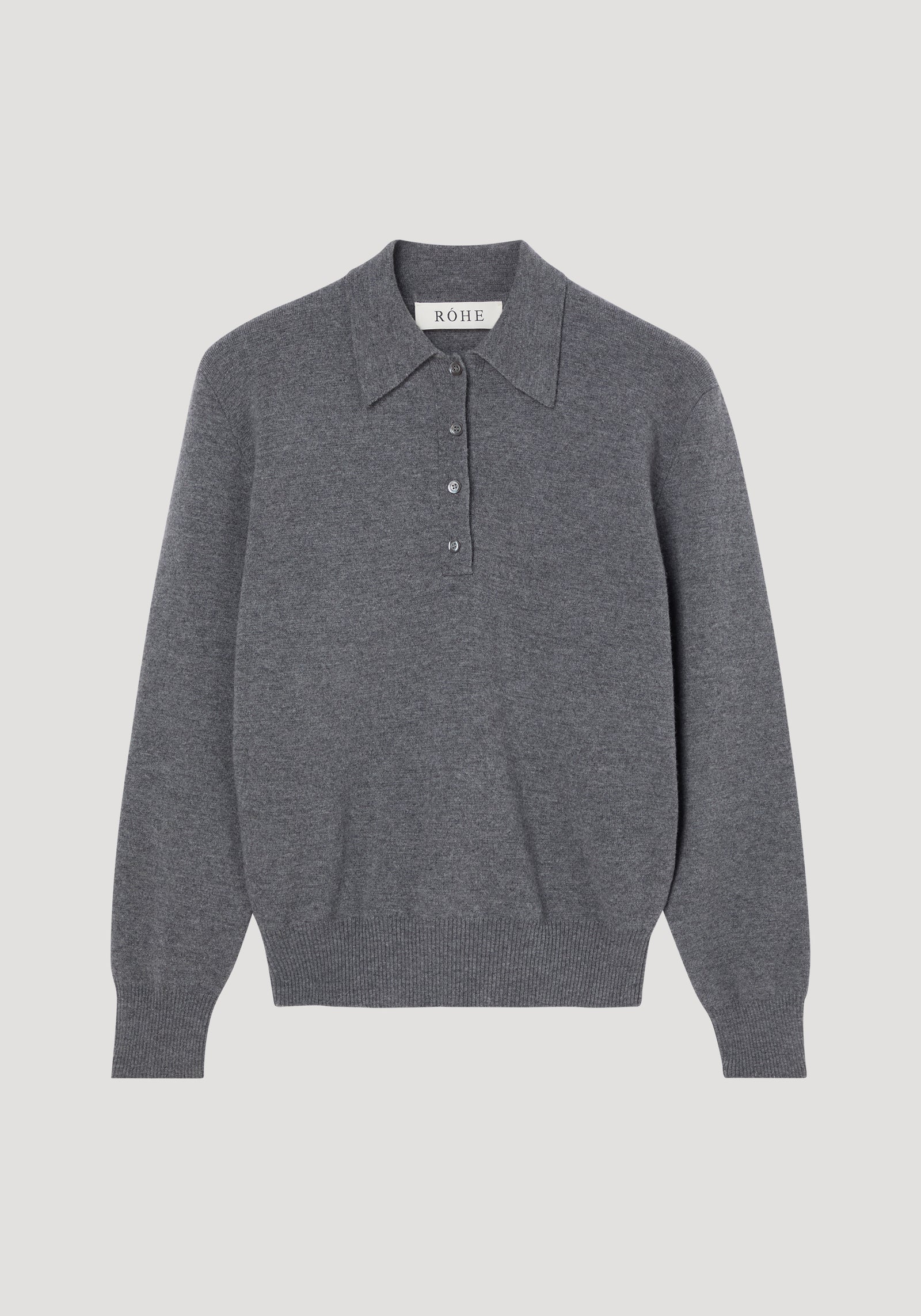 Compact knitted polo | mid grey melange