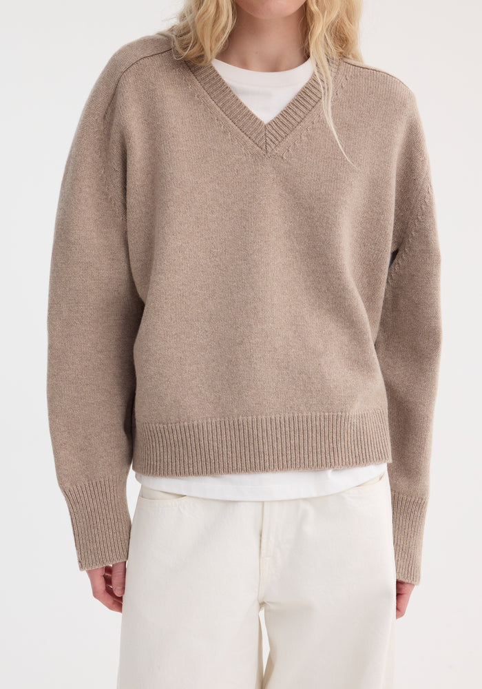Sleeve wrap jumper | taupe melange
