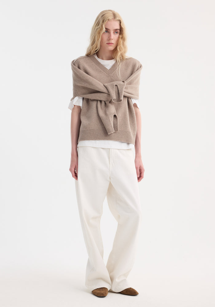 Sleeve wrap jumper | taupe melange
