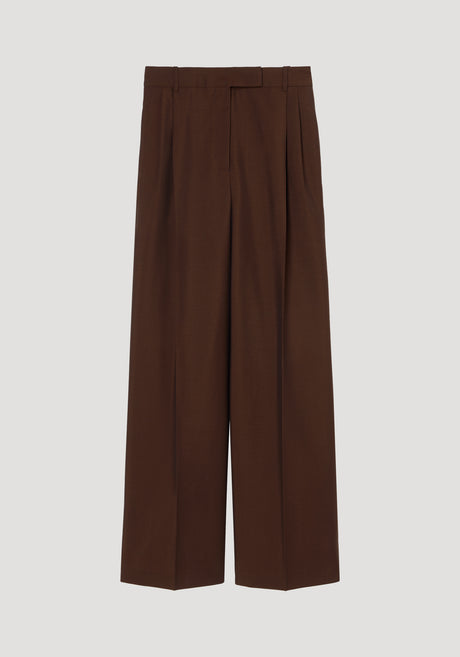 Mid-waist tailored trousers | mahogany