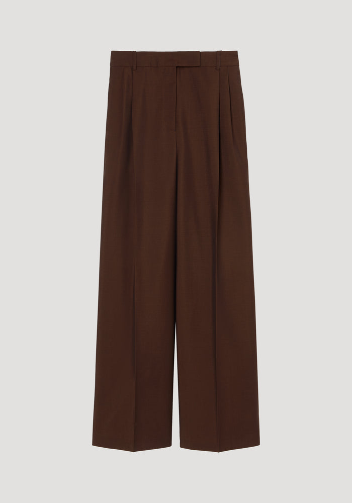 Mid-waist tailored trousers | mahogany