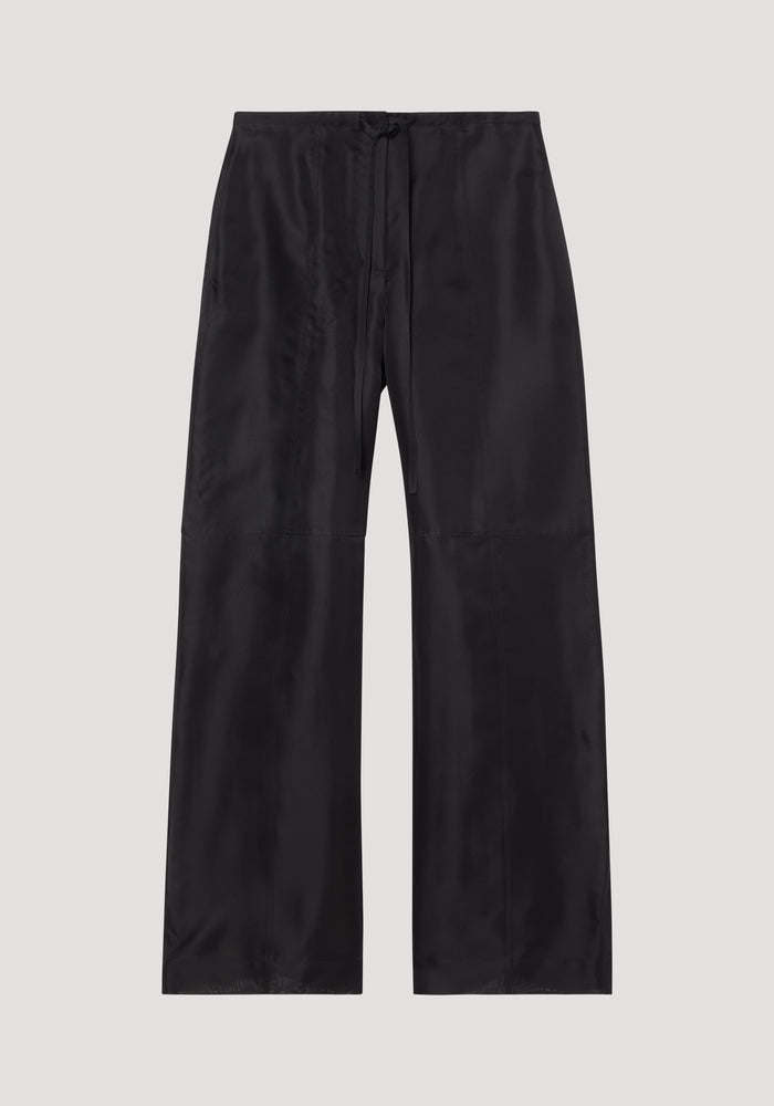 Organza silk parachute trousers | black