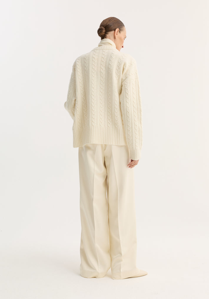 Relaxed drawstring satin trousers | cream