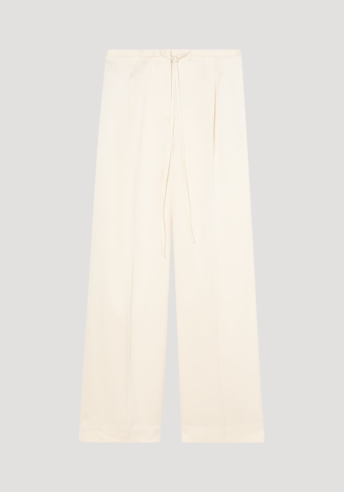 Relaxed drawstring satin trousers | cream