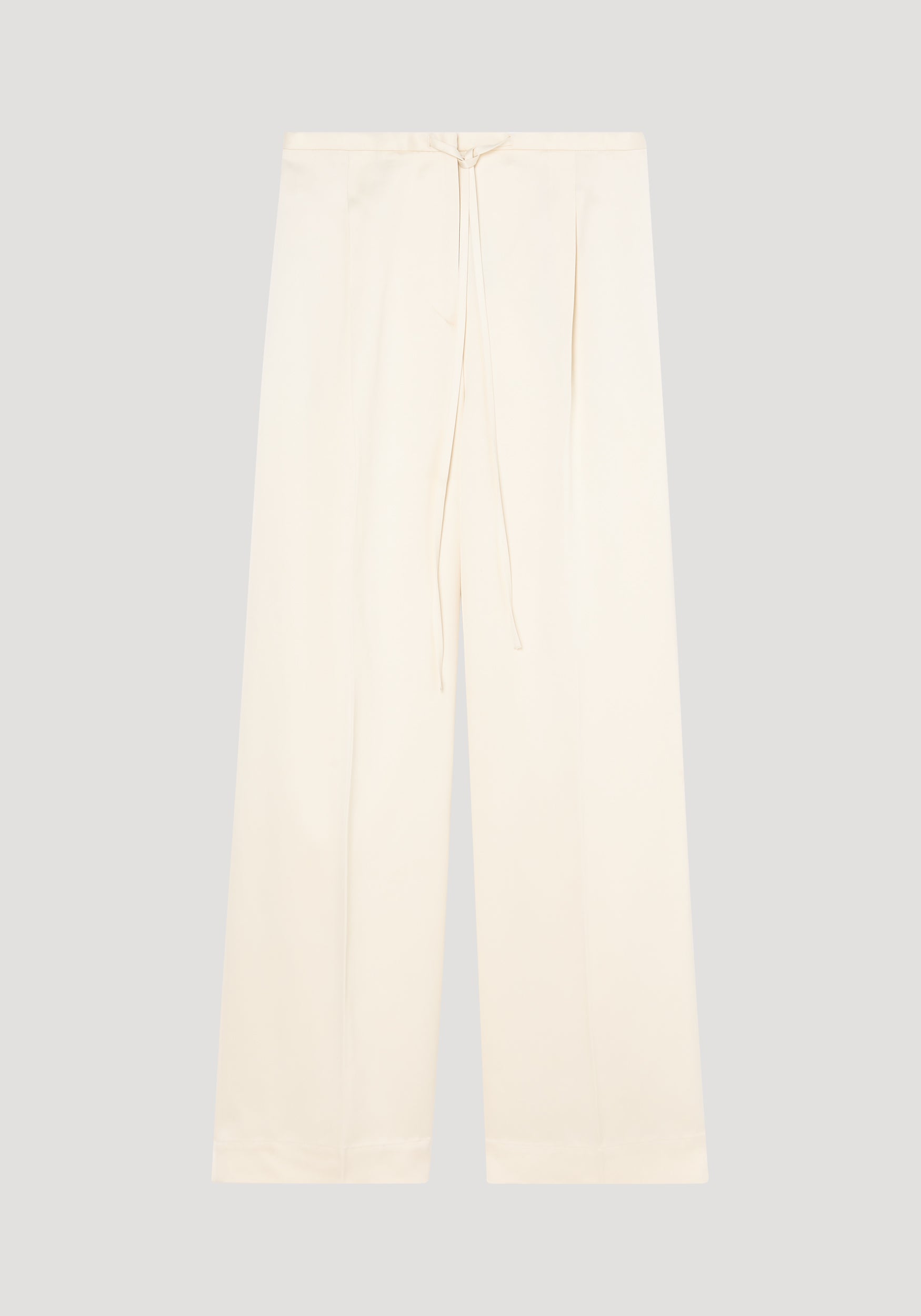 Relaxed drawstring satin trousers | cream