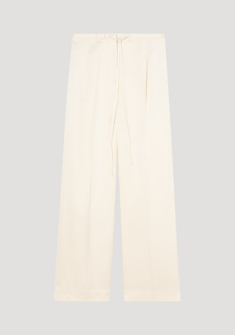 Relaxed drawstring satin trousers | cream