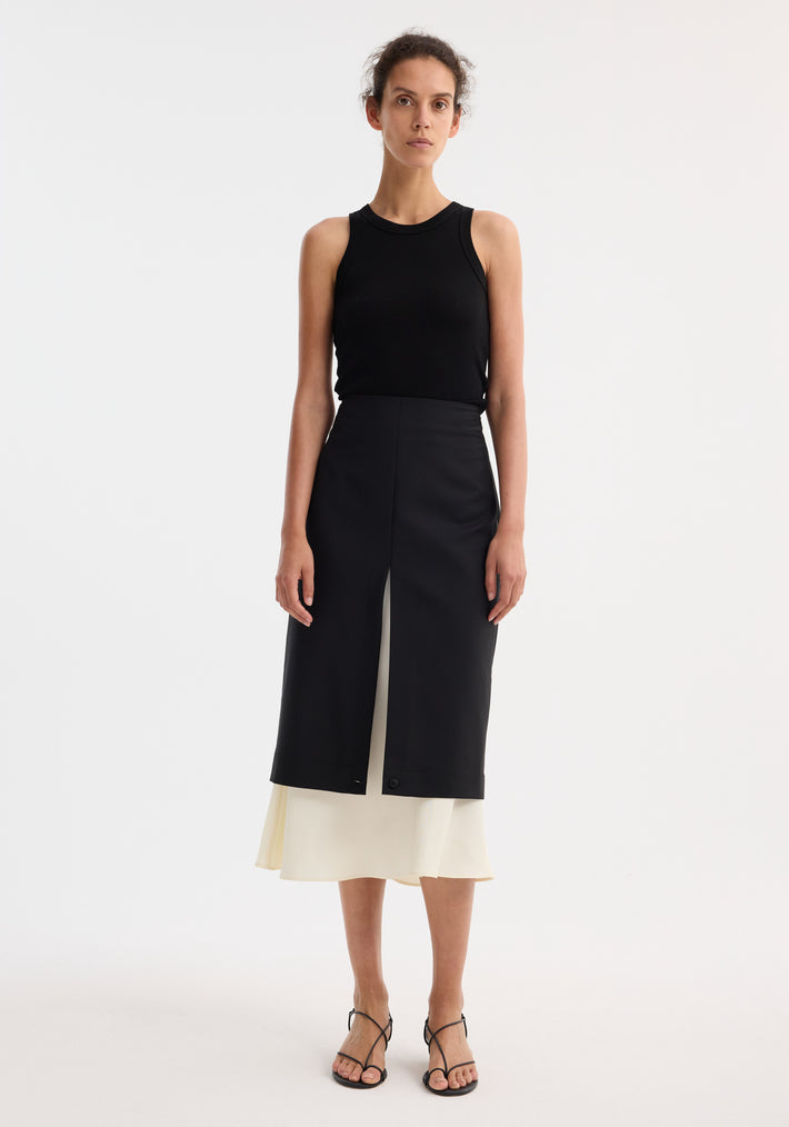 Contrast upside-down skirt | black