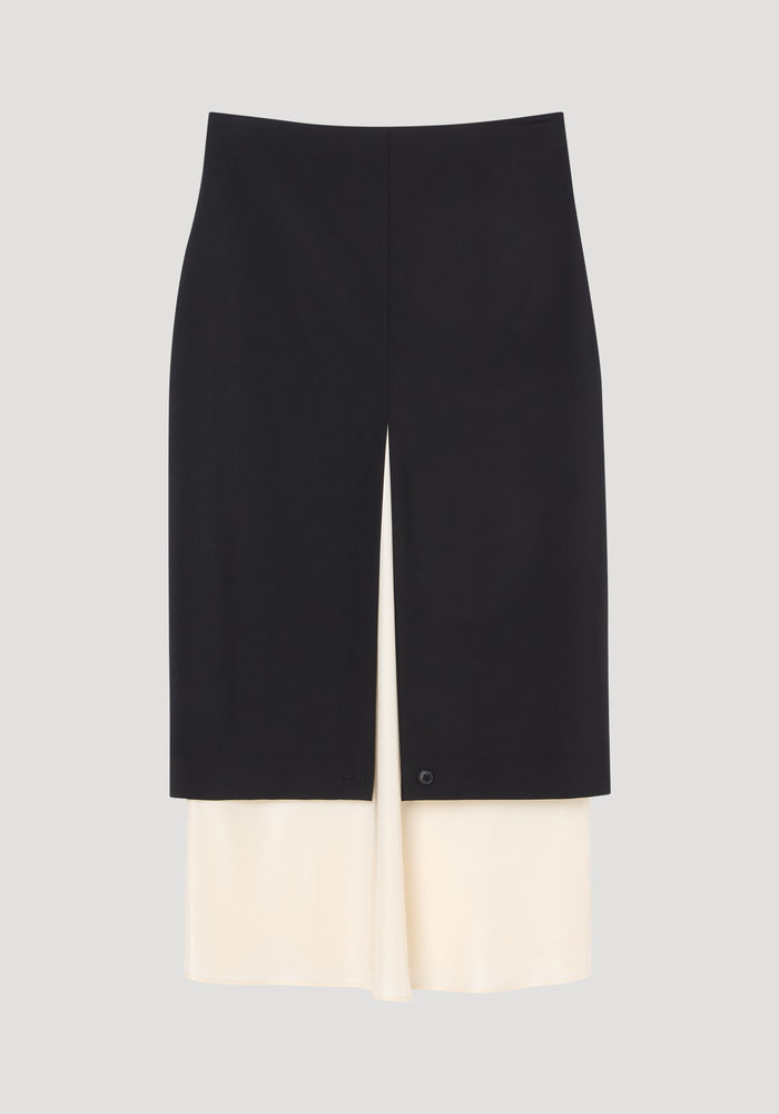Contrast upside-down skirt | black