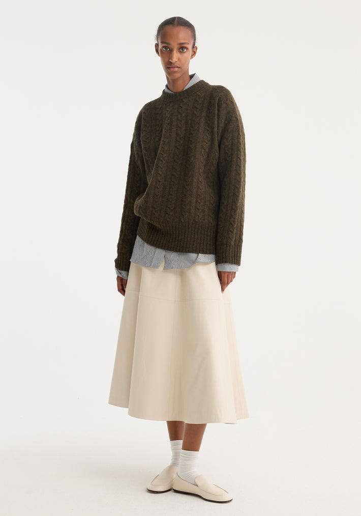 A-line leather skirt | chalk