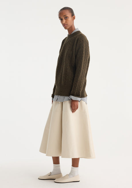A-line leather skirt | chalk