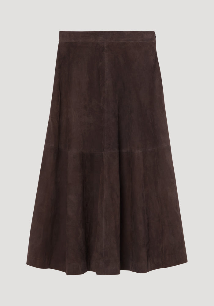 A-line suede skirt | dark chocolate