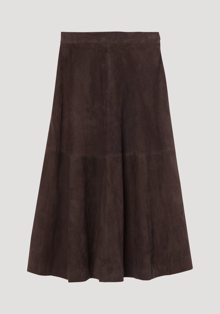 A-line suede skirt | dark chocolate