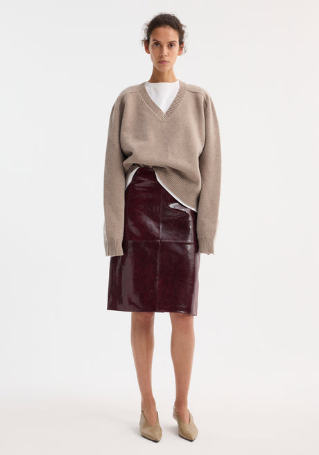 Snake leather skirt | burgundy snake