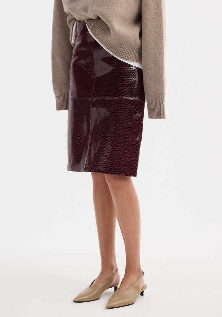 Snake leather skirt | burgundy snake