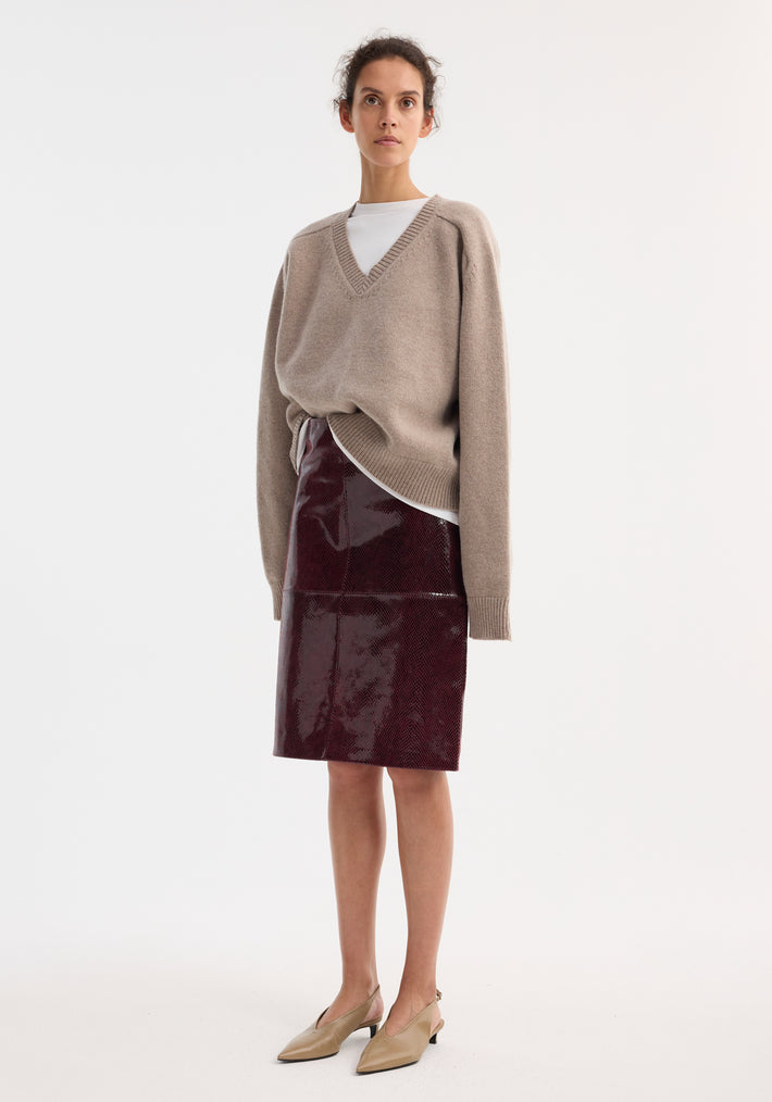 Snake leather skirt | burgundy snake
