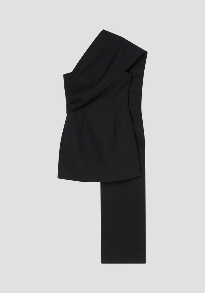 Short sculptural sash dress | black