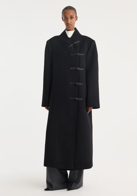 Mandarin wool coat | black