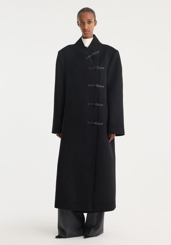 Mandarin wool coat | black