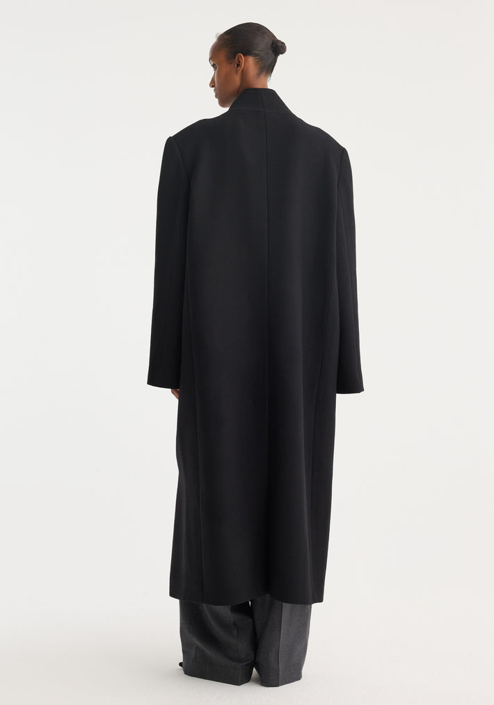 Mandarin wool coat | black