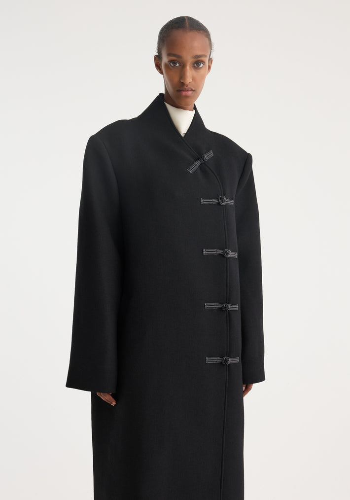 Mandarin wool coat | black