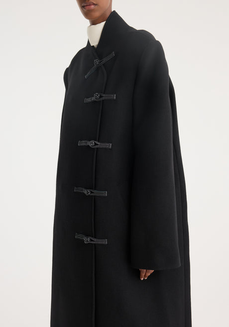 Mandarin wool coat | black