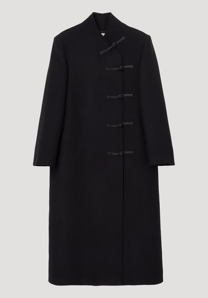 Mandarin wool coat | black