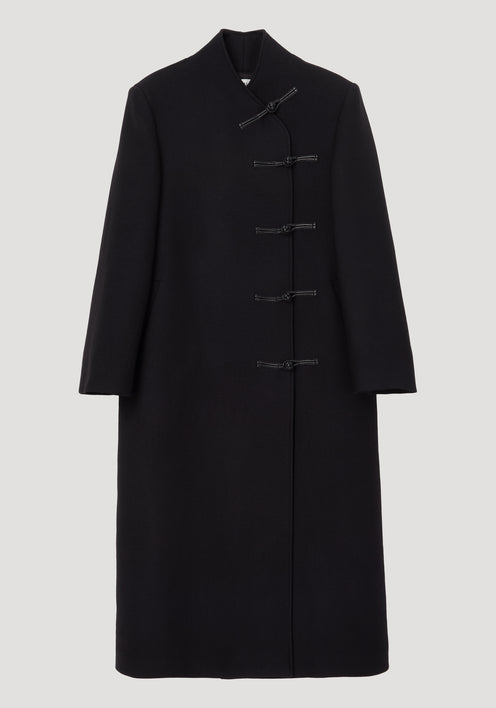 Pankou closure wool coat | black