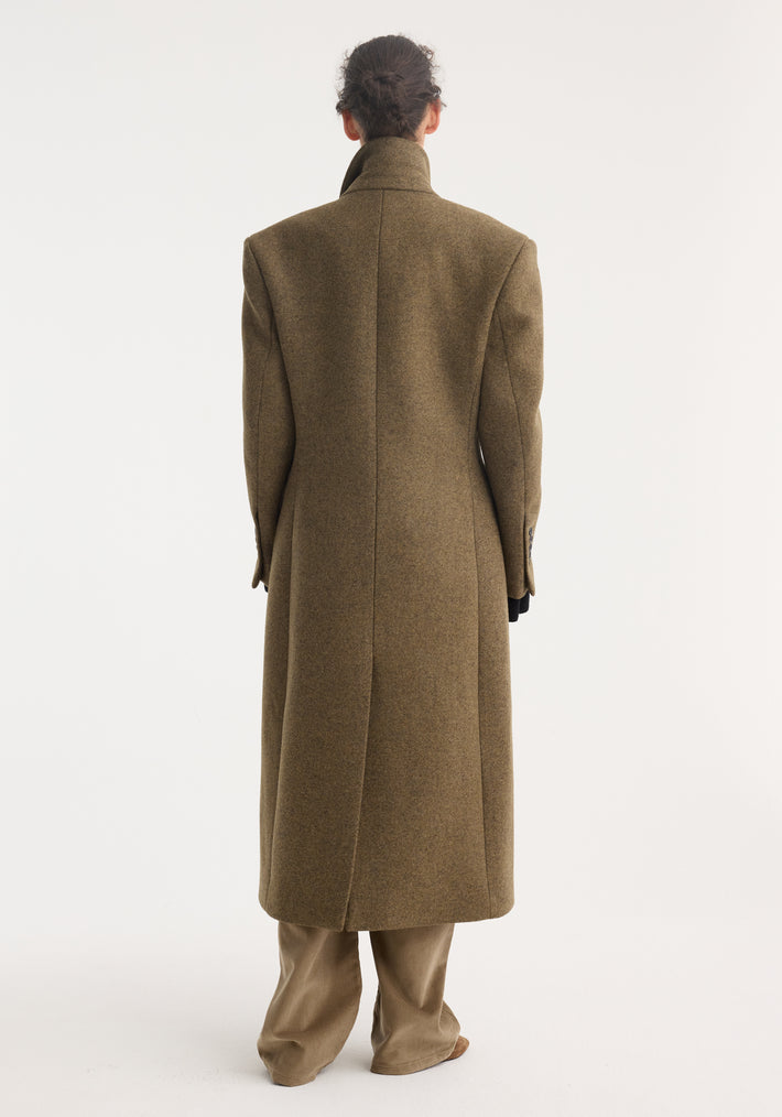 Hourglass wool coat | forest melange