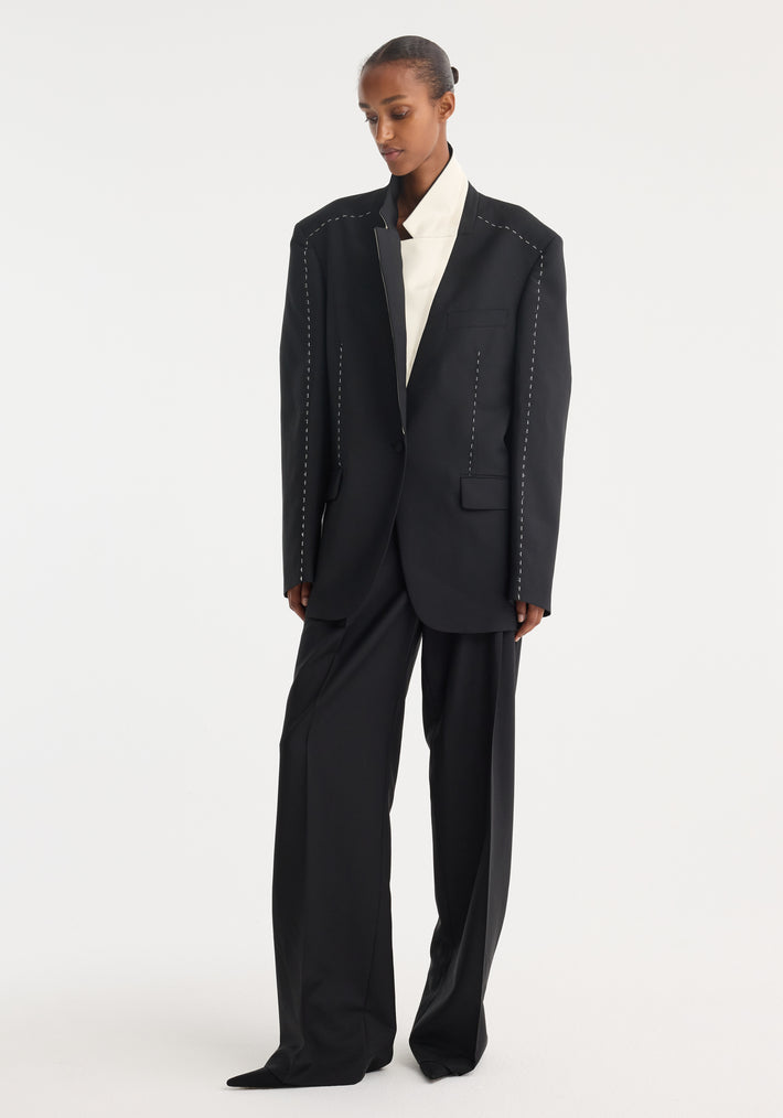 Contrast detail blazer | black