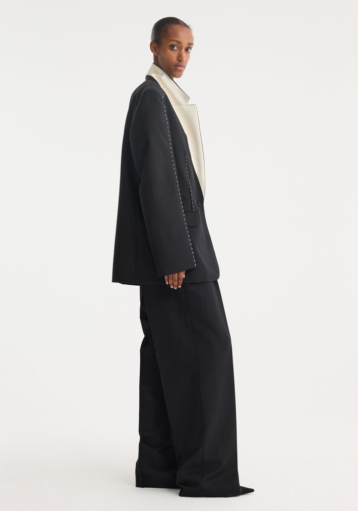 Contrast detail blazer | black