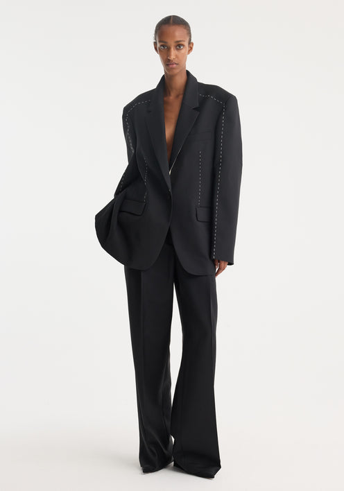 Contrast detail blazer | black