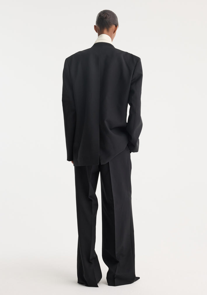 Contrast detail blazer | black