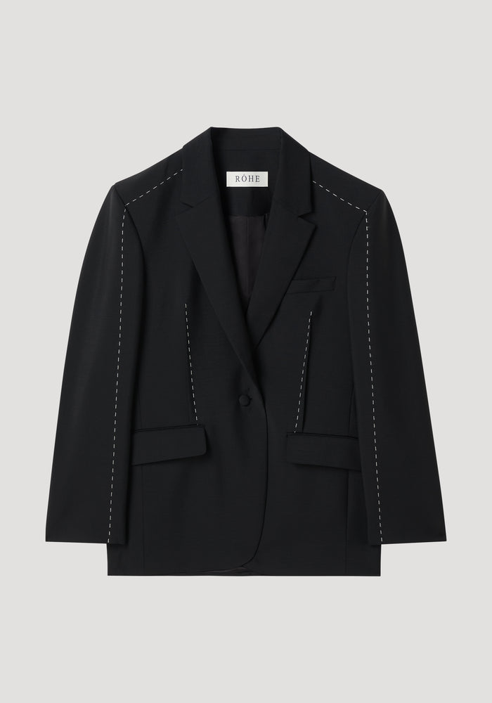 Contrast detail blazer | black