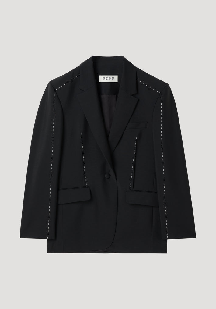 Contrast detail blazer | black