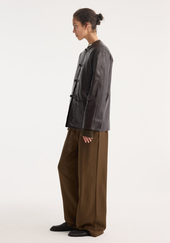 Mandarin leather jacket | mahogany