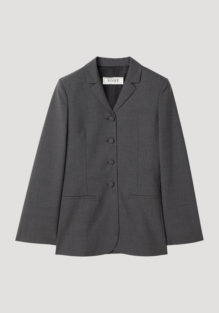 Fitted wool blazer | dark grey melange