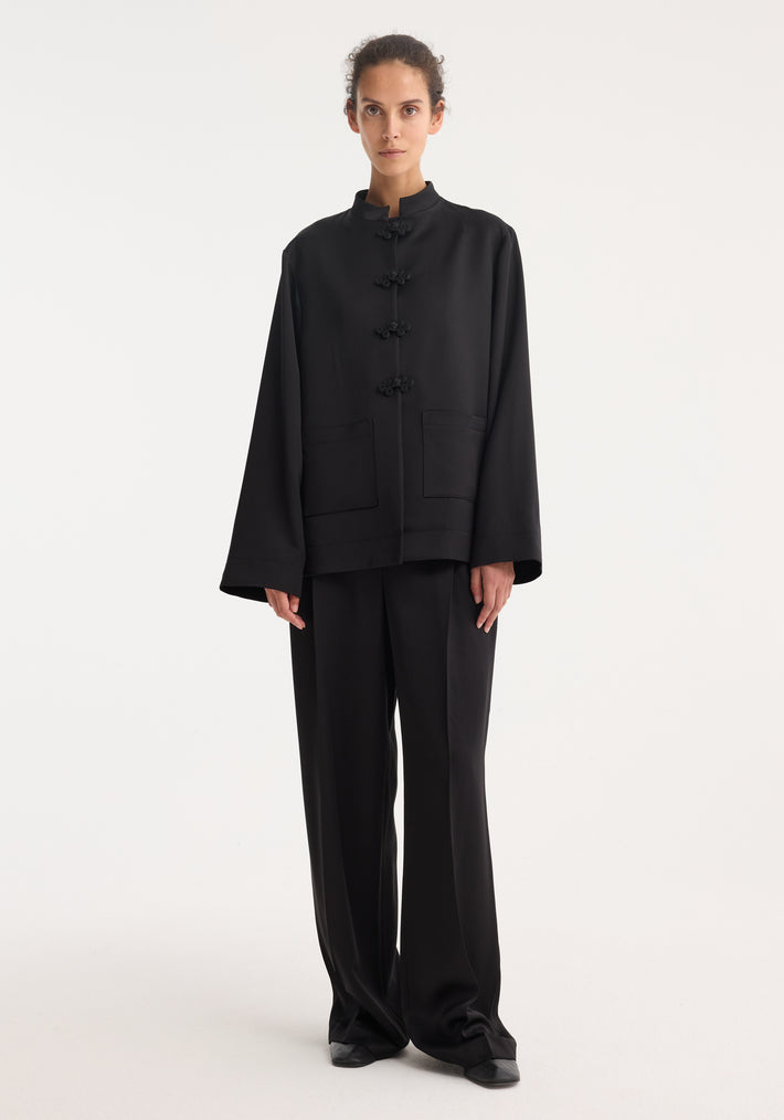 Mandarin satin jacket | black