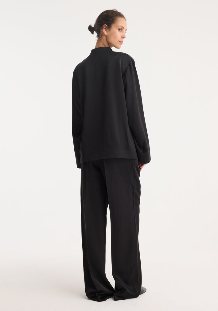 Mandarin satin jacket | black