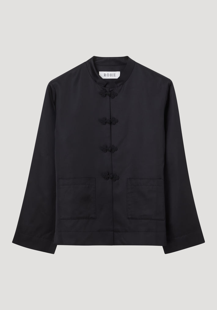 Mandarin satin jacket | black