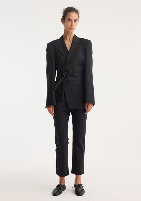 Kimono belted blazer | black