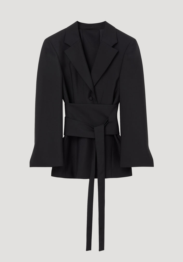 Kimono belted blazer | black